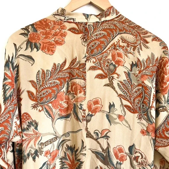 Ralph Lauren Collection Paisley Floral Silk Duster Kaftan Sz M Long Line Dress - Picture 4 of 14